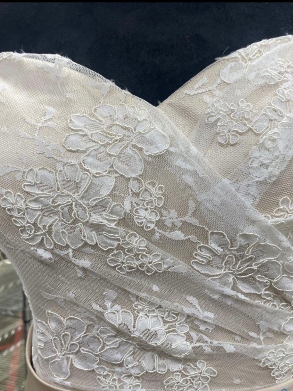 VENUS Strapless Lace Gown in Ivory and Champagne with Beaded Sash Wedding - Picture 2 of 7